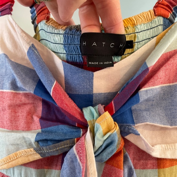 HATCH MATERNITY PLAID RAINBOW COLORFUL MULTI SIZE 1 SUMMER DRESS MIDI MAXI - Picture 3 of 5